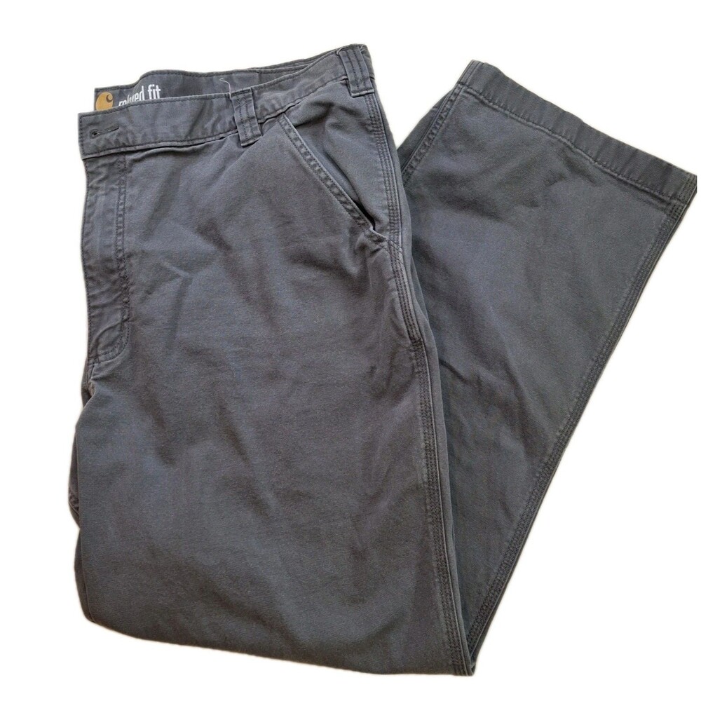 Carhartt Relaxed Fit Work Pants Sz 42 x 30 Rugged Flex Gray Zip Pocket Mens